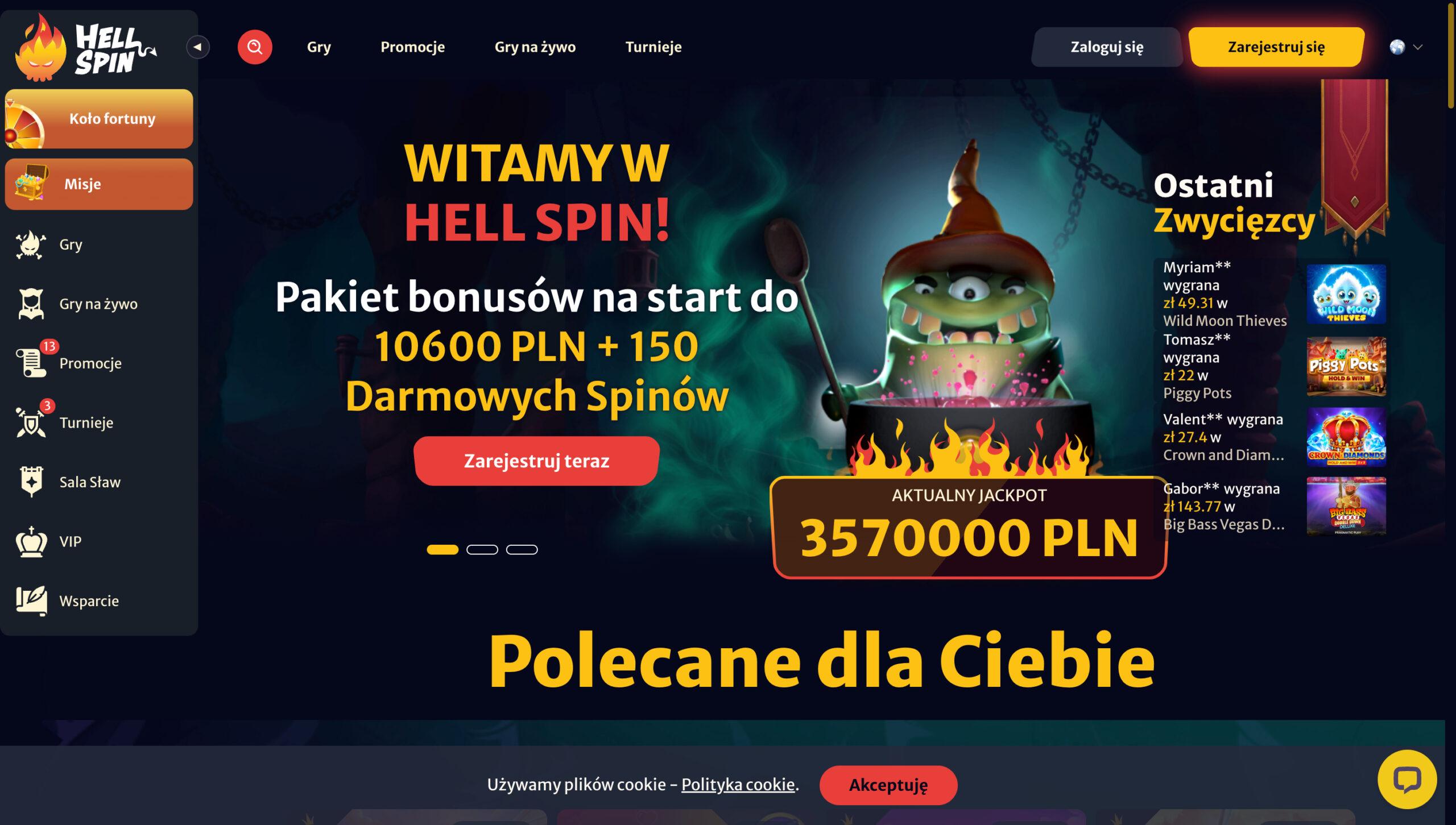 HellSpin Casino Screenshot