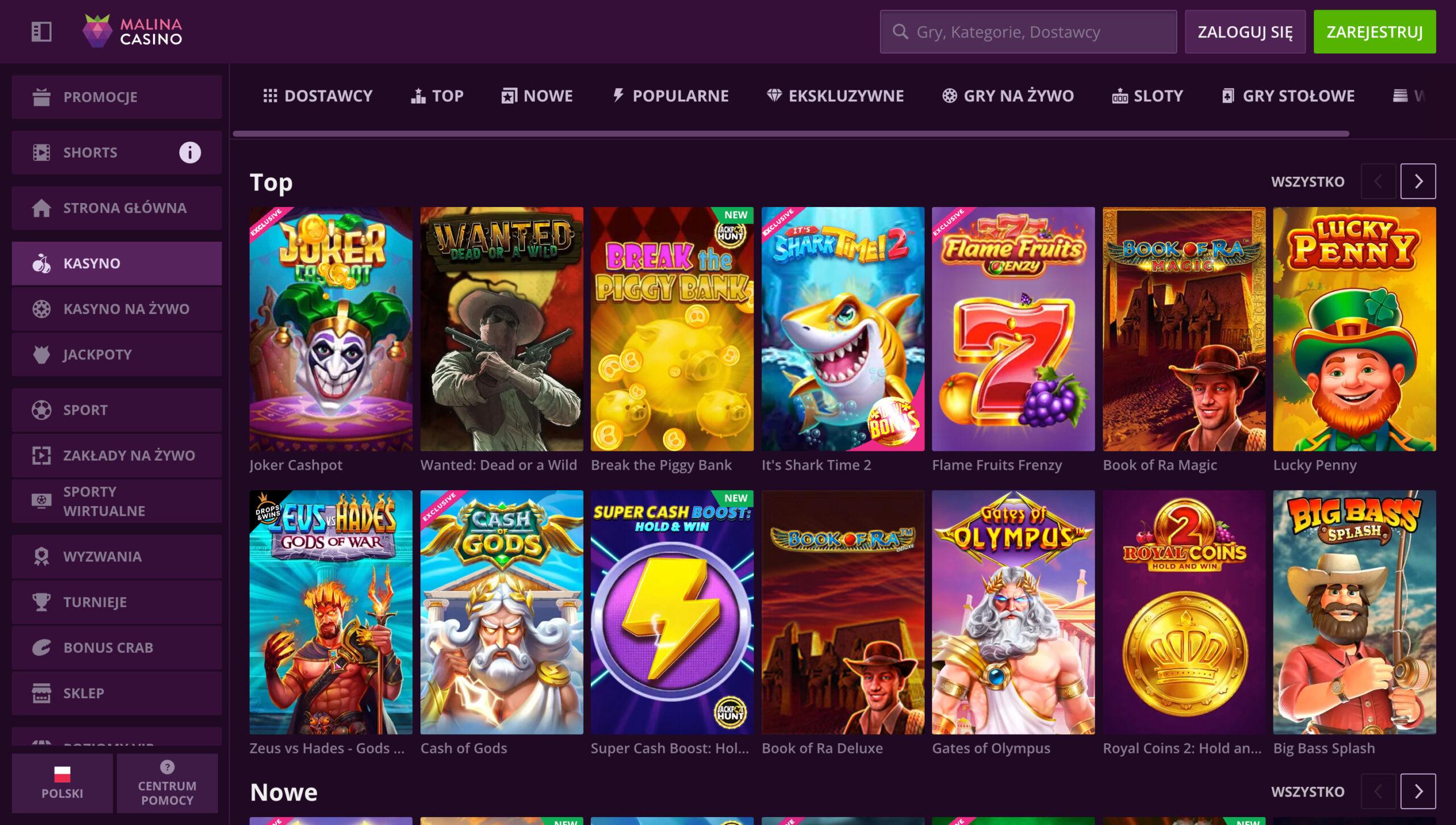 Malina Casino Screenshot