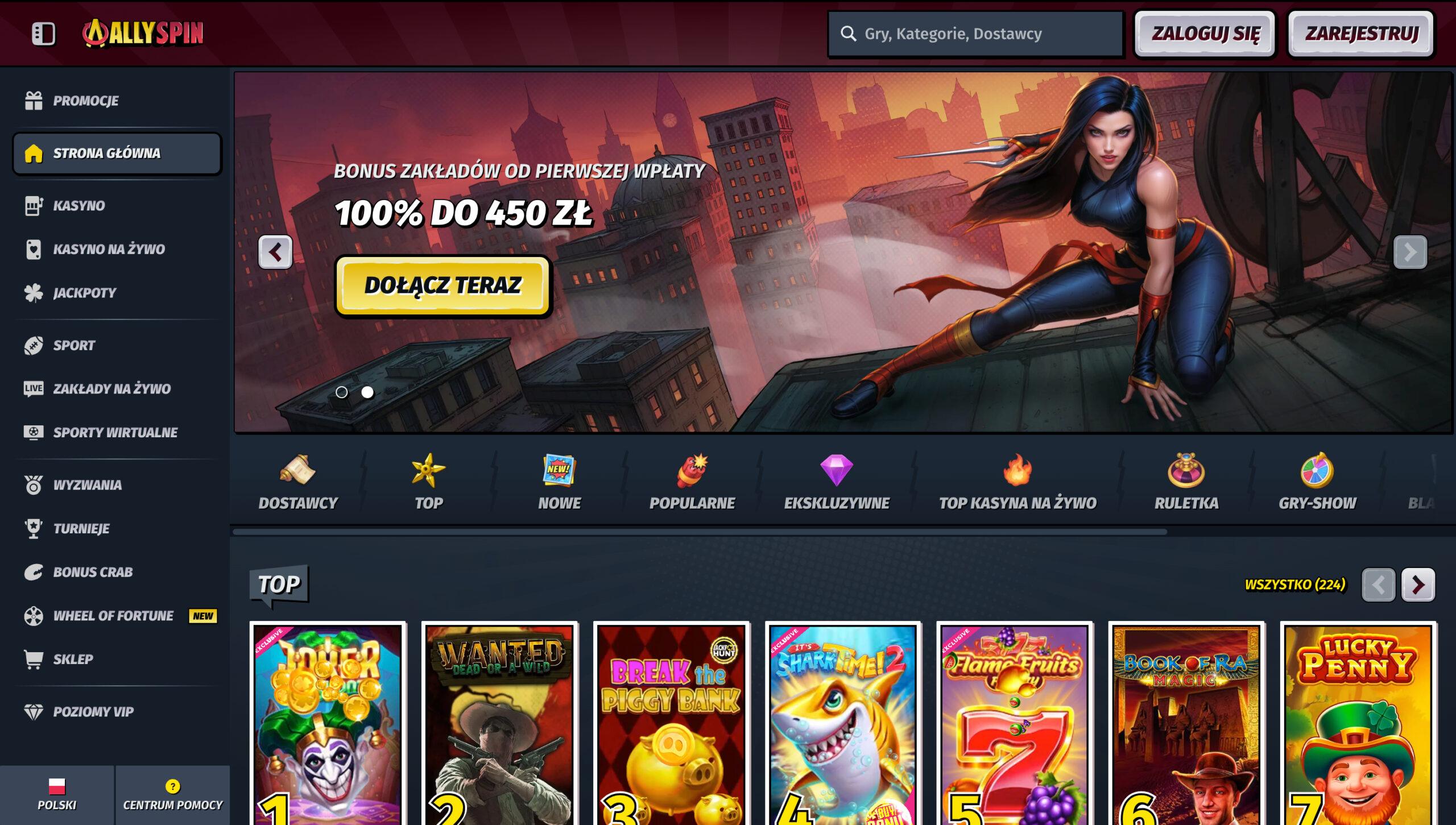 AllySpin Casino Screenshot