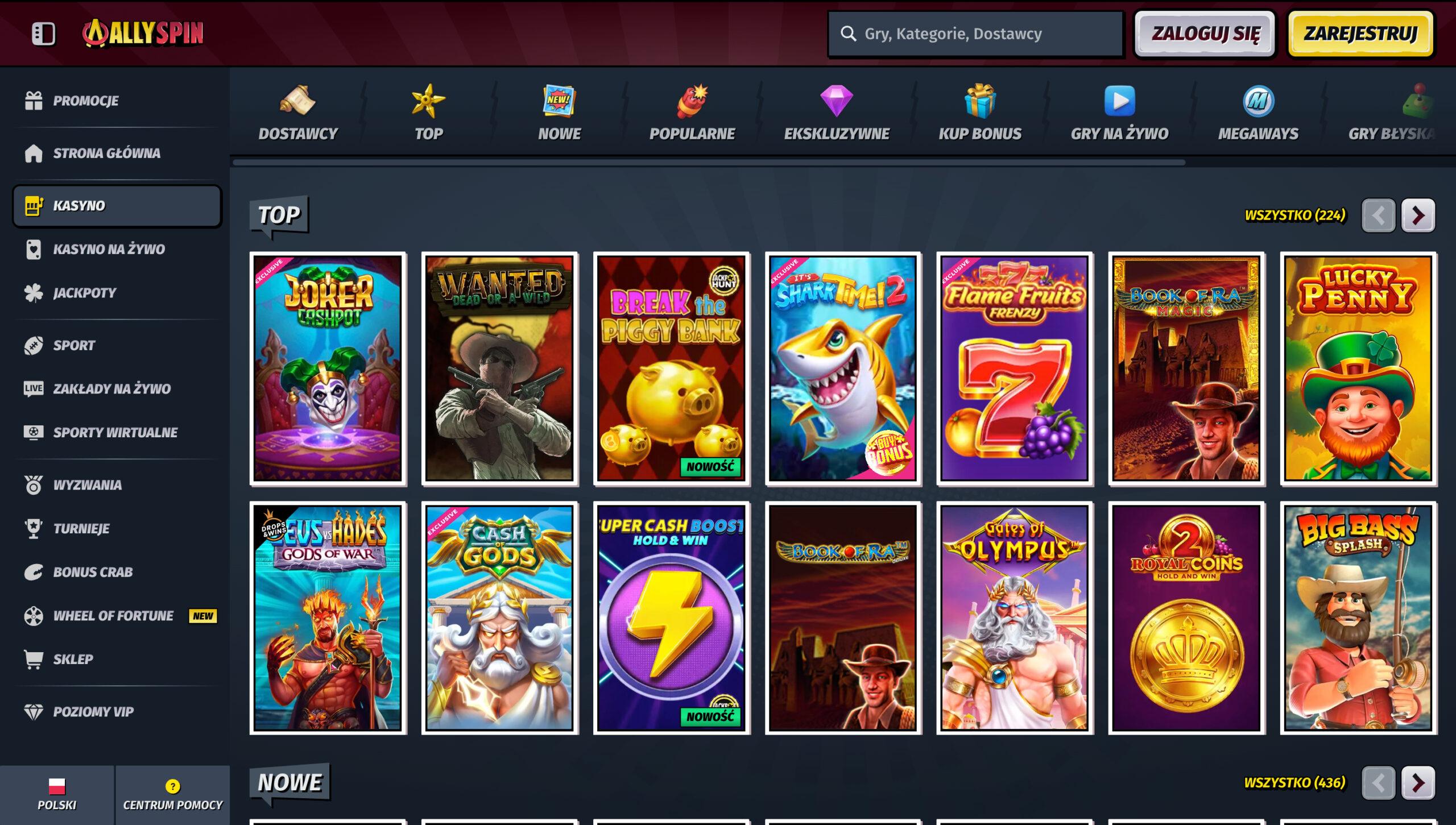 AllySpin Casino Screenshot