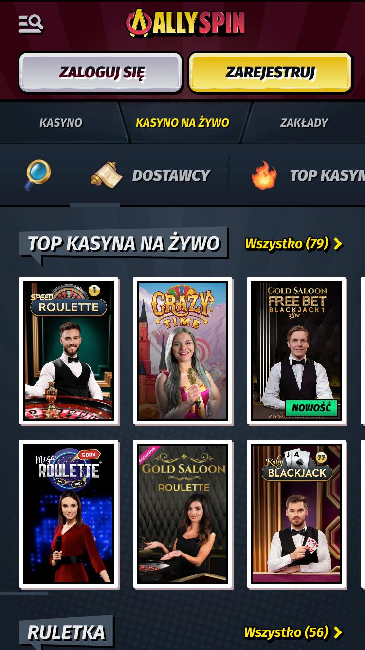 AllySpin Casino Screenshot